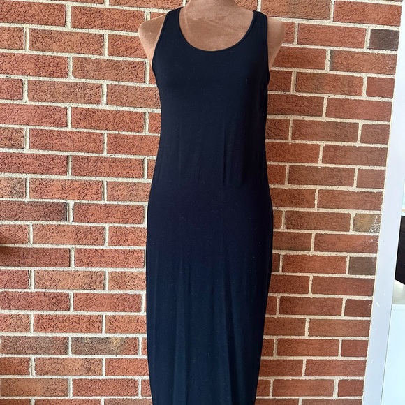 Eileen Fisher Petite Black Sleeveless Long Tank Dress, Size PS/PP - Picture 2 of 7